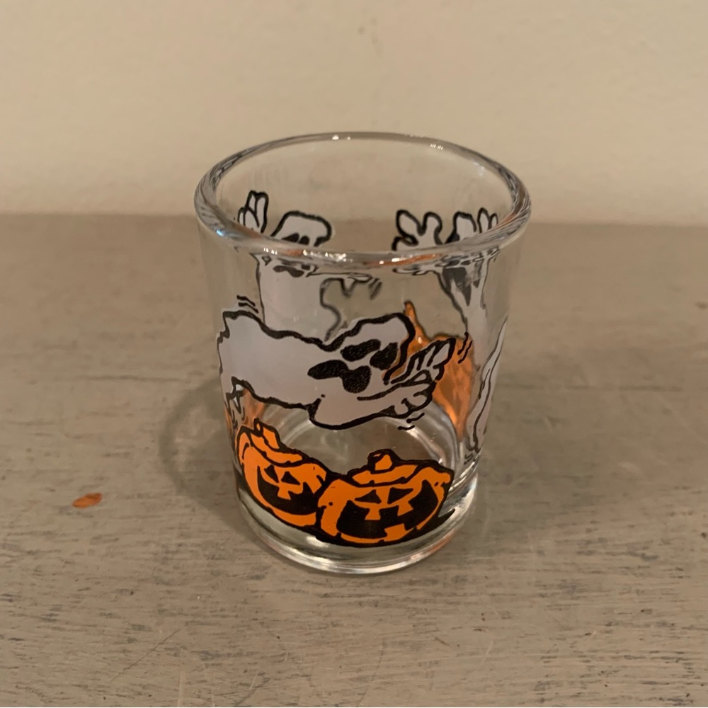 VTG Halloween Ghost And Pumpkin Votive Candle Holder